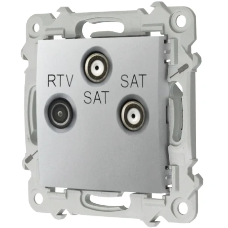 Ospel Szafir Gniazdo Rtv-Sat Z Dwoma Wyjściami Sat Kolor Srebrny