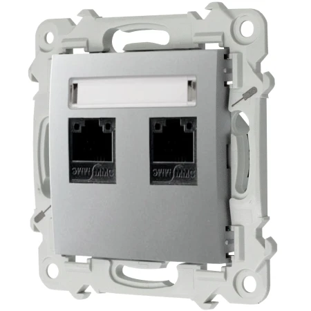 Ospel Szafir Gniazdo Komputerowe Podwójne, Kat. 5E Mmc Kolor Srebrny