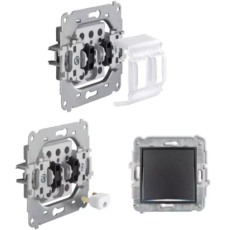 Gniazdo hermetyczne z ramką okrągłą efekt szkła seria ICON kolor czarny