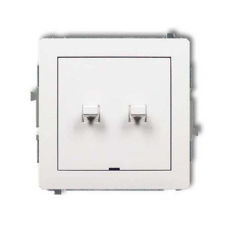 Karlik Deco Biały Mechanizm Włącznika Jednobiegunowego Ze Schodowym W Stylu Amerykańskim (Dwa Klawisze Bez Piktogramów, Osobne Zasilanie) Dwpus-10.21