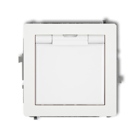 Karlik Deco Biały Mechanizm Gniazda Bryzgoszczelnego Z Uziemieniem 2P+Z (Klapka Biała, Przesłony Torów Prądowych) Dgpb-1Zp