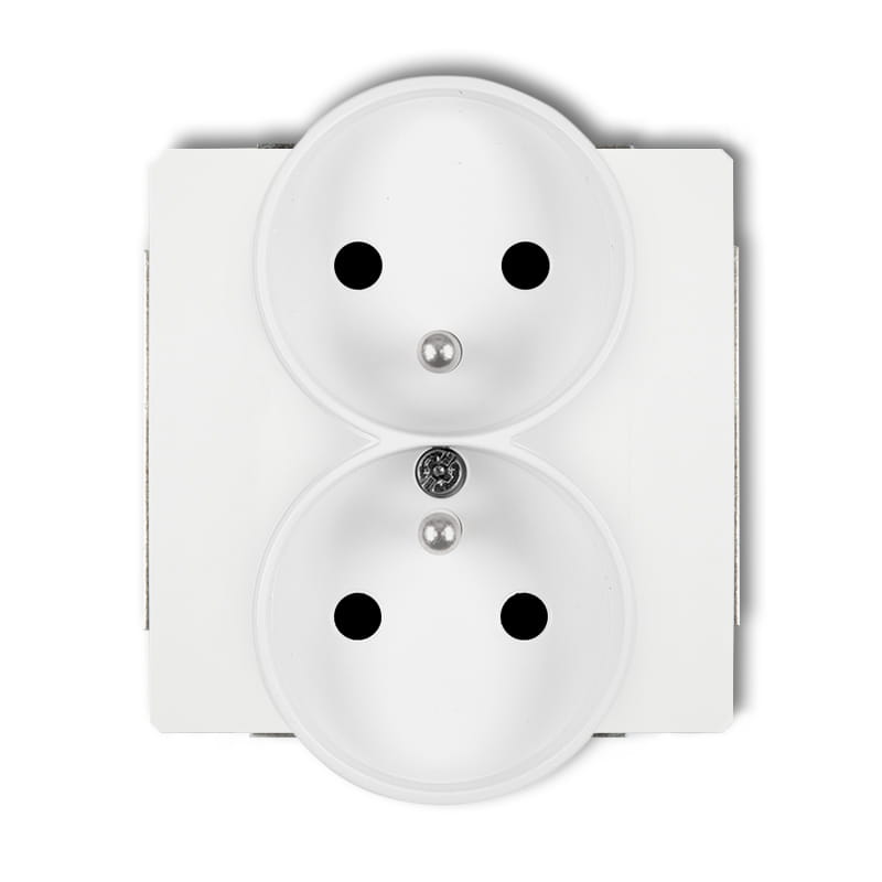 Karlik Deco Biały Mechanizm Gniazda Podwójnego Do Ramki Deco Soft Z Uziemieniem 2X(2P+Z) (Przesłony Torów Prądowych) Dgprso-2Zp