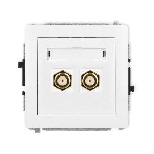 Karlik Deco Biały Mechanizm Gniazda Antenowego Podwójnego Typu F (Sat) Pozłacany Dgf-2.1