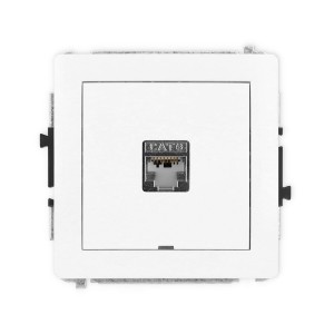 Karlik Deco Biały Mechanizm Gniazda Komputerowego Pojedynczego 1Xrj45, Kat. 5E, Ekranowany, 8-Stykowy, Bez Pola Opisowego Dgkbo-1E
