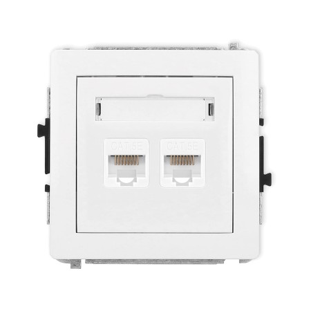Karlik Deco Biały Mechanizm Gniazda Komputerowego Podwójnego 2Xrj45, Kat. 5E, 8-Stykowy Dgk-2