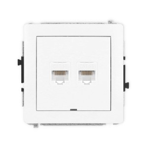 Karlik Deco Biały Mechanizm Gniazda Komputerowego Podwójnego 2Xrj45, Kat. 5E, 8-Stykowy, Bez Pola Opisowego Dgkbo-2