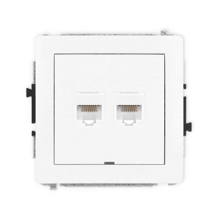 Karlik Deco Biały Mechanizm Gniazda Komputerowego Podwójnego 2Xrj45, Kat. 5E, 8-Stykowy, Bez Pola Opisowego Dgkbo-2
