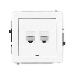 Karlik Deco Biały Mechanizm Gniazda Komputerowego Podwójnego 2Xrj45, Kat. 6, 8-Stykowy, Bez Pola Opisowego Dgkbo-4