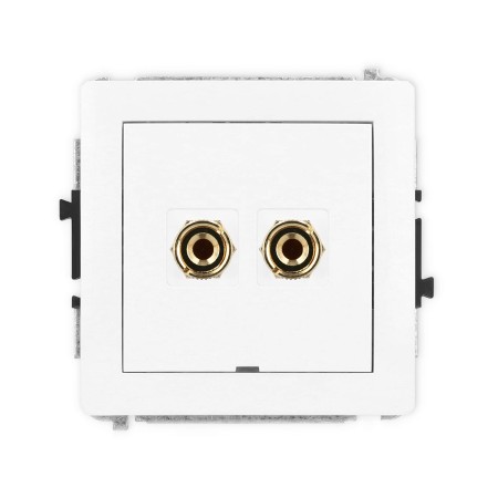 Karlik Deco Biały Mechanizm Gniazda Głośnikowego Pojedynczego, Bez Pola Opisowego (Typu Banan - Czerwony I Czarny, Pozłacany, 4 Mm2, Do Lutowania) Dggbo-3