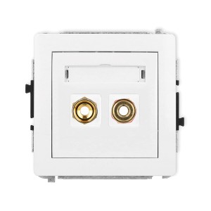 Karlik Deco Biały Mechanizm Gniazda Głośnikowego Pojedynczego (Typu Banan - Czerwony I Czarny, Pozłacany, 4 Mm2, Skręcany) Dgg-4