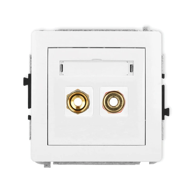 Karlik Deco Biały Mechanizm Gniazda Głośnikowego Pojedynczego (Typu Banan - Czerwony I Czarny, Pozłacany, 4 Mm2, Skręcany) Dgg-4