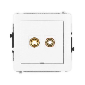 Karlik Deco Biały Mechanizm Gniazda Głośnikowego Pojedynczego, Bez Pola Opisowego (Typu Banan - Czerwony I Czarny, Pozłacany, 4 Mm2, Skręcany) Dggbo-4