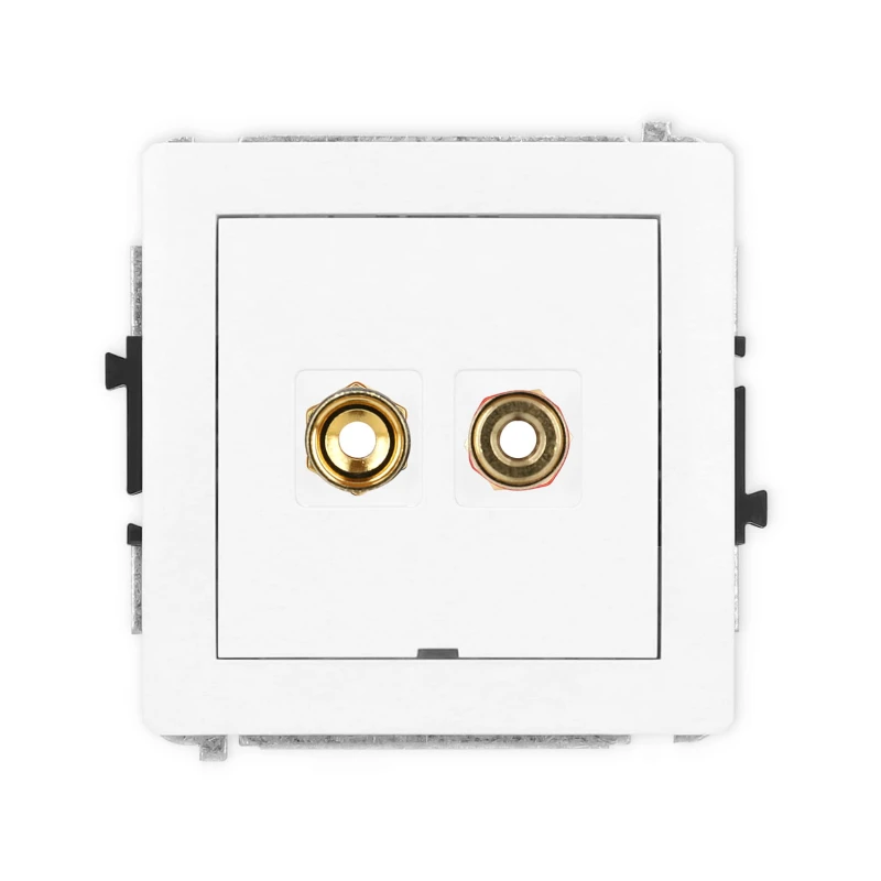 Karlik Deco Biały Mechanizm Gniazda Głośnikowego Pojedynczego, Bez Pola Opisowego (Typu Banan - Czerwony I Czarny, Pozłacany, 4 Mm2, Skręcany) Dggbo-4