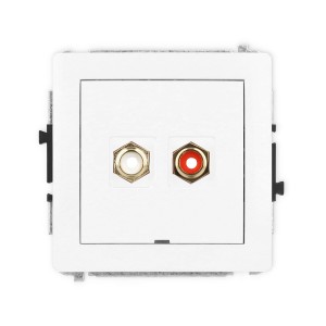 Karlik Deco Biały Mechanizm Gniazda Podwójnego Rca, Bez Pola Opisowego (Typu Cinch - Biały I Czerwony, Pozłacany) Dgrcabo-2