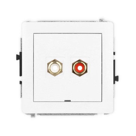 Karlik Deco Biały Mechanizm Gniazda Podwójnego Rca, Bez Pola Opisowego (Typu Cinch - Biały I Czerwony, Pozłacany) Dgrcabo-2