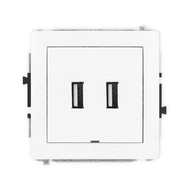 Karlik Deco Biały Mechanizm Gniazda Podwójnego 2Xusb A-A 2.0, Bez Pola Opisowego Dgusbbo-2