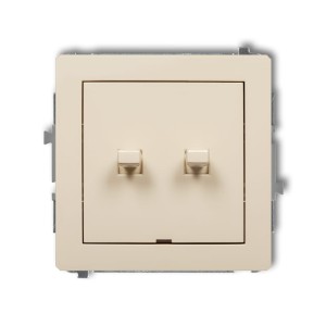 Karlik Deco Beżowy Mechanizm Włącznika Jednobiegunowego Ze Schodowym W Stylu Amerykańskim (Dwa Klawisze Bez Piktogramów, Wspólne Zasilanie) 1Dwpus-10.11
