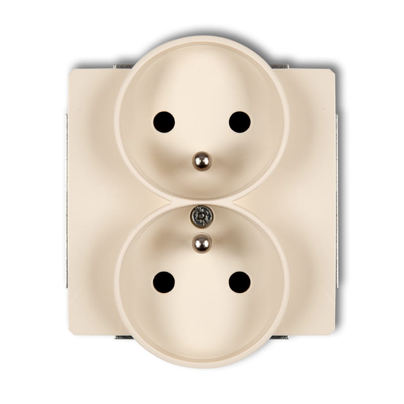 Karlik Deco Beżowy Mechanizm Gniazda Podwójnego Do Ramki Deco Soft Z Uziemieniem 2X(2P+Z) (Przesłony Torów Prądowych) 1Dgprso-2Zp