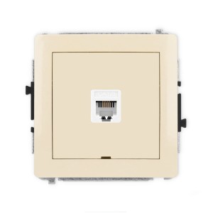 Karlik Deco Beżowy Mechanizm Gniazda Telefonicznego Pojedynczego 1Xrj11, 4-Stykowy, Beznarzędziowe, Bez Pola Opisowego 1Dgtbo-1