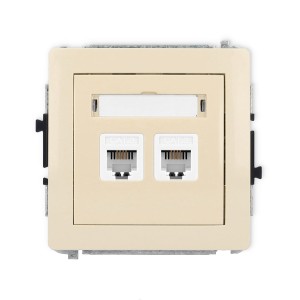 Karlik Deco Beżowy Mechanizm Gniazda Telefonicznego Podwójnego 2Xrj11, 4-Stykowy, Beznarzędziowe 1Dgt-2