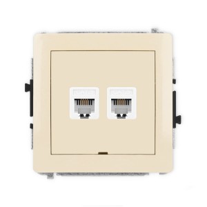 Karlik Deco Beżowy Mechanizm Gniazda Telefonicznego Podwójnego 2Xrj11, 4-Stykowy, Beznarzędziowe, Bez Pola Opisowego 1Dgtbo-2