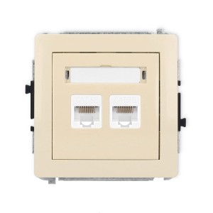 Karlik Deco Beżowy Mechanizm Gniazda Komputerowego Podwójnego 2Xrj45, Kat. 5E, 8-Stykowy 1Dgk-2