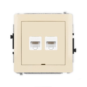 Karlik Deco Beżowy Mechanizm Gniazda Komputerowego Podwójnego 2Xrj45, Kat. 5E, 8-Stykowy, Bez Pola Opisowego 1Dgkbo-2
