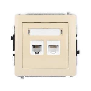 Karlik Deco Beżowy Mechanizm Gniazda Telefonicznego Pojedynczego 1Xrj11 + Komputerowego Pojedynczego 1Xrj45, Kat. 5E, 8-Stykowy, Beznarzędziowe 1Dgtk