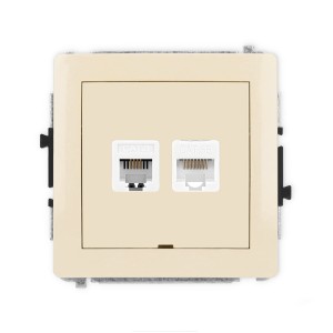 Karlik Deco Beżowy Mechanizm Gniazda Telefonicznego Pojedynczego 1Xrj11 + Komputerowego Pojedynczego 1Xrj45, Kat. 5E, 8-Stykowy, Beznarzędziowe, Bez Pola Opisowego 1Dgtkbo