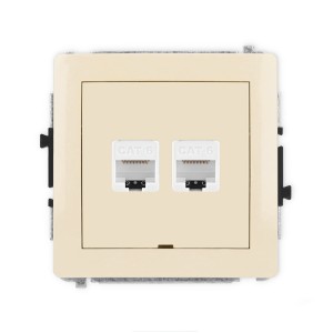 Karlik Deco Beżowy Mechanizm Gniazda Komputerowego Podwójnego 2Xrj45, Kat. 6, 8-Stykowy, Bez Pola Opisowego 1Dgkbo-4
