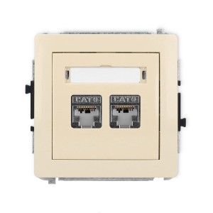 Karlik Deco Beżowy Mechanizm Gniazda Komputerowego Podwójnego 2Xrj45, Kat. 6, Ekranowany, 8-Stykowy 1Dgk-6