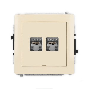 Karlik Deco Beżowy Mechanizm Gniazda Komputerowego Podwójnego 2Xrj45, Kat. 6, Ekranowany, 8-Stykowy, Bez Pola Opisowego 1Dgkbo-6