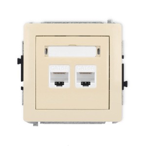 Karlik Deco Beżowy Mechanizm Gniazda Komputerowego Podwójnego 2Xrj45, Kat. 6A, 8-Stykowy 1Dgk-8