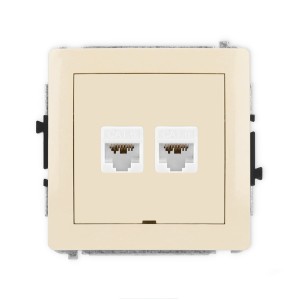 Karlik Deco Beżowy Mechanizm Gniazda Komputerowego Podwójnego 2Xrj45, Kat. 6A, 8-Stykowy, Bez Pola Opisowego 1Dgkbo-8