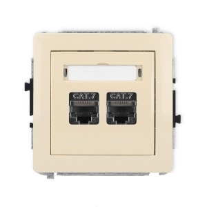 Karlik Deco Beżowy Mechanizm Gniazda Komputerowego Podwójnego 2Xrj45, Kat. 7, Ekranowany, 8-Stykowy 1Dgk-10