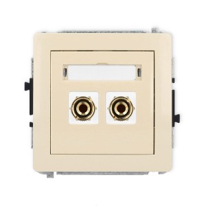 Karlik Deco Beżowy Mechanizm Gniazda Głośnikowego Pojedynczego (Typu Banan - Czerwony I Czarny, Pozłacany, 4 Mm2, Do Lutowania) 1Dgg-3
