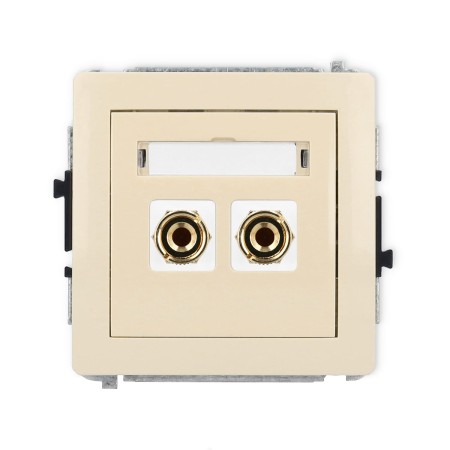 Karlik Deco Beżowy Mechanizm Gniazda Głośnikowego Pojedynczego (Typu Banan - Czerwony I Czarny, Pozłacany, 4 Mm2, Do Lutowania) 1Dgg-3