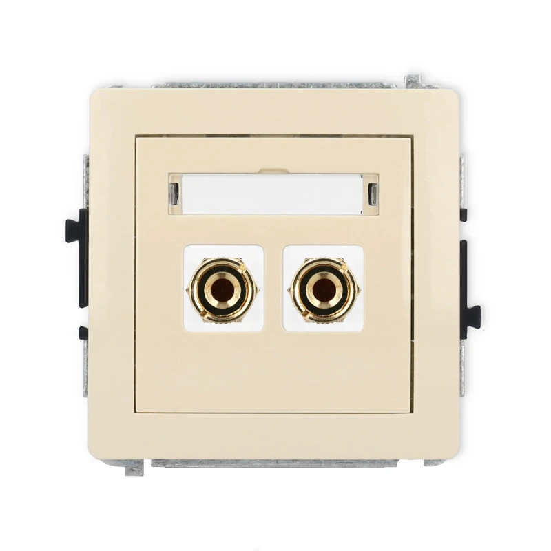 Karlik Deco Beżowy Mechanizm Gniazda Głośnikowego Pojedynczego (Typu Banan - Czerwony I Czarny, Pozłacany, 4 Mm2, Do Lutowania) 1Dgg-3