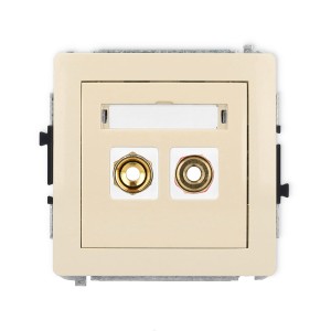 Karlik Deco Beżowy Mechanizm Gniazda Głośnikowego Pojedynczego (Typu Banan - Czerwony I Czarny, Pozłacany, 4 Mm2, Skręcany) 1Dgg-4