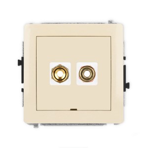 Karlik Deco Beżowy Mechanizm Gniazda Głośnikowego Pojedynczego, Bez Pola Opisowego (Typu Banan - Czerwony I Czarny, Pozłacany, 4 Mm2, Skręcany) 1Dggbo-4