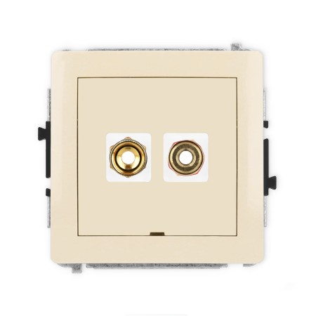 Karlik Deco Beżowy Mechanizm Gniazda Głośnikowego Pojedynczego, Bez Pola Opisowego (Typu Banan - Czerwony I Czarny, Pozłacany, 4 Mm2, Skręcany) 1Dggbo-4