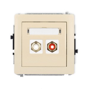 Karlik Deco Beżowy Mechanizm Gniazda Podwójnego Rca (Typu Cinch - Biały I Czerwony, Pozłacany) 1Dgrca-2
