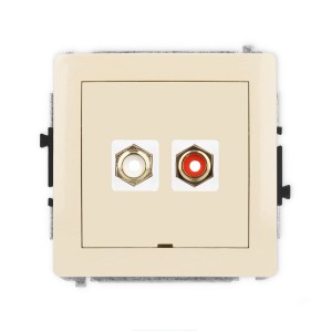 Karlik Deco Beżowy Mechanizm Gniazda Podwójnego Rca, Bez Pola Opisowego (Typu Cinch - Biały I Czerwony, Pozłacany) 1Dgrcabo-2