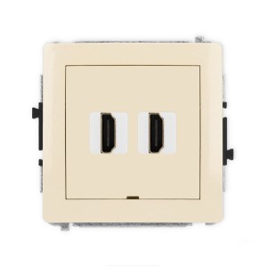 Karlik Deco Beżowy Mechanizm Gniazda Podwójnego Hdmi 2.0, Bez Pola Opisowego 1Dhdmibo-4