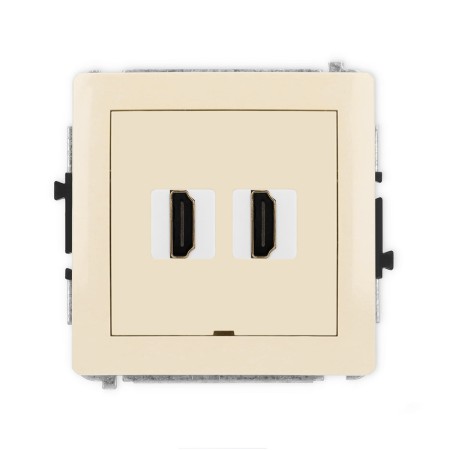 Karlik Deco Beżowy Mechanizm Gniazda Podwójnego Hdmi 2.0, Bez Pola Opisowego 1Dhdmibo-4