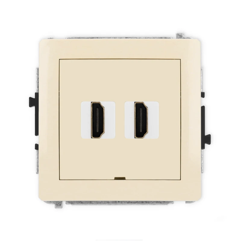 Karlik Deco Beżowy Mechanizm Gniazda Podwójnego Hdmi 2.0, Bez Pola Opisowego 1Dhdmibo-4