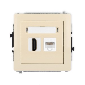 Karlik Deco Beżowy Mechanizm Gniazda Pojedynczego Hdmi 2.0 + Gniazda Komp. Poj. 1Xrj45, Kat. 5E, 8-Stykowy 1Dghk