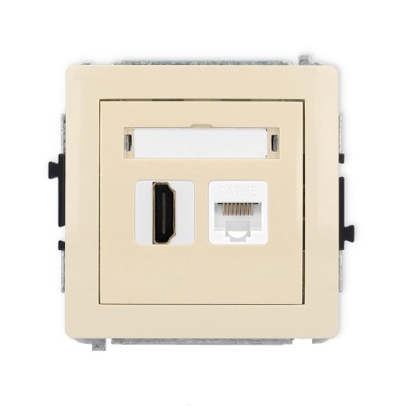 Karlik Deco Beżowy Mechanizm Gniazda Pojedynczego Hdmi 2.0 + Gniazda Komp. Poj. 1Xrj45, Kat. 5E, 8-Stykowy 1Dghk