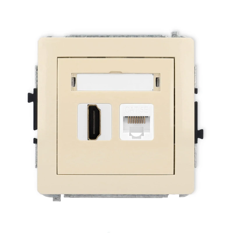 Karlik Deco Beżowy Mechanizm Gniazda Pojedynczego Hdmi 2.0 + Gniazda Komp. Poj. 1Xrj45, Kat. 5E, 8-Stykowy 1Dghk