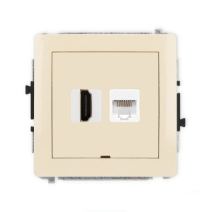 Karlik Deco Beżowy Mechanizm Gniazda Pojedynczego Hdmi 2.0 + Gniazda Komp. Poj. 1Xrj45, Kat. 5E, 8-Stykowy, Bez Pola Opisowego 1Dghkbo